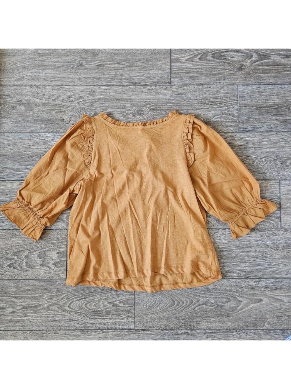 Anthropologie Mustard Smocked Square-Neck Blouse - Picture 6 of 6